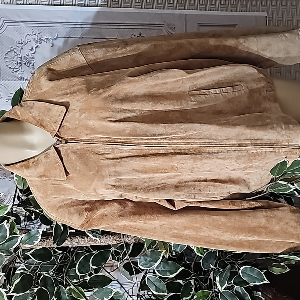 Excelled Suede Tan Zip Up Bomber Jacket XL